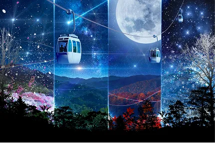 満月と星空を背景にゴンドラが浮かぶ幻想的なイメージ